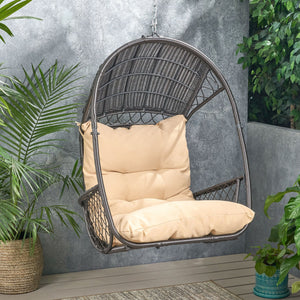 English Elm Christopher Knight Home® - Malia Wicker Hanging Chair - Stylish Indoor/Outdoor Seating With Plush Cushion For Relaxation & Comfort 67677.00BTN