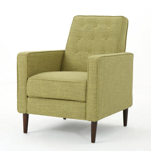 English Elm Christopher Knight Home® - Fabric Recliner Chair Mid-Century Modern Pushback Single Sofa with Tufted Cushion, Birch Legs, Cozy Comfort Green 60741.00MGRN