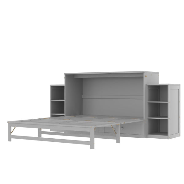 English Elm Queen Murphy Bed With Stylish Storage Drawers & Shelves - Perfect For Compact Spaces & Guest Rooms! W1580S00256-GIGA