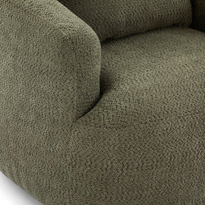 English Elm 360° Swivel Chair with Boucle Upholstery, Deep Pocket-Spring Seat, Ergonomic Curved Arms & Minimalist Design for Living Room Comfort Green N719P288552F
