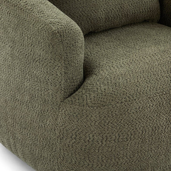 English Elm 360° Swivel Chair with Boucle Upholstery, Deep Pocket-Spring Seat, Ergonomic Curved Arms & Minimalist Design for Living Room Comfort Green N719P288552F
