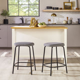 Simple Counter Stool with Upholstered Seat - Set of 2 Charcoal MUTD7DCL Walker Edison