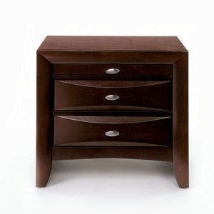 English Elm 1pc Espresso Finish Nightstand with 2 Drawers & Pull-Out Tray, Dovetail Joinery, Beveled Fronts B2741P321720