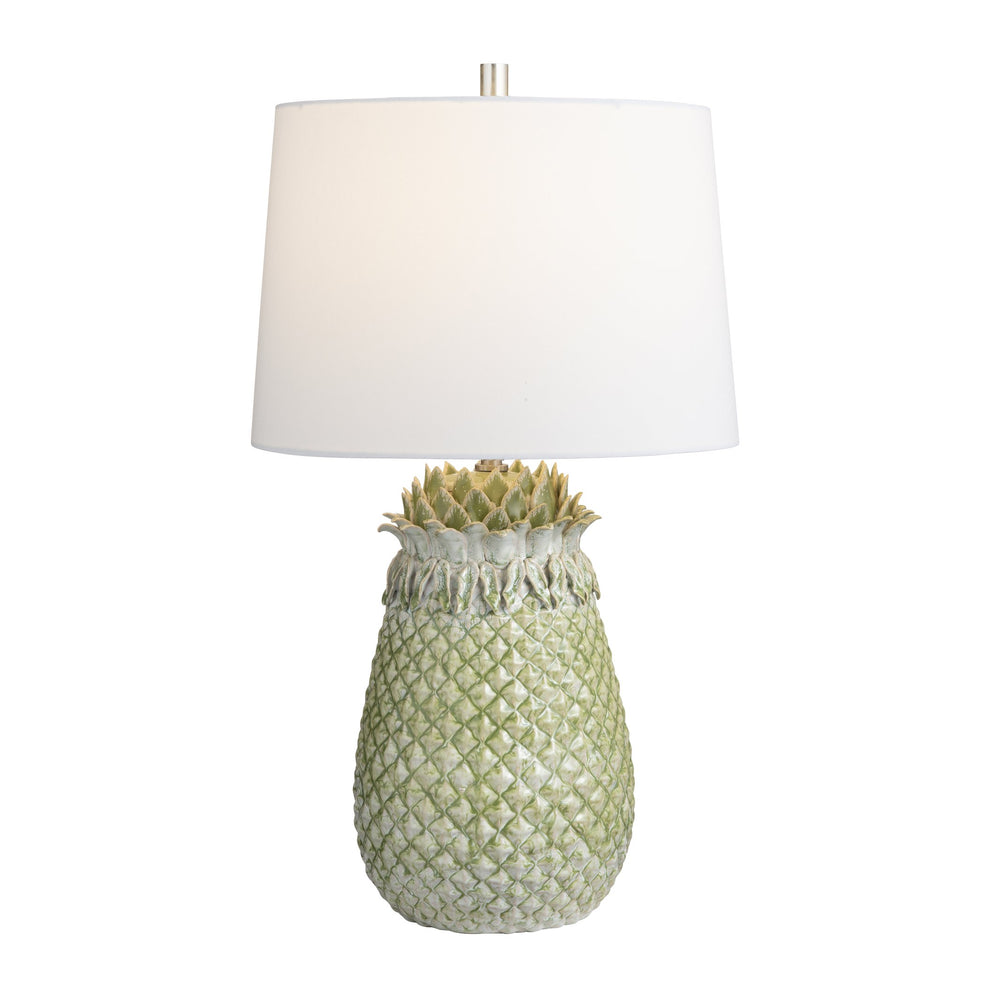 Crestview Collection Blue Ceramic Coastal Lamp With Pineapple Design, Linen Shade & 3-way Switch For Tropical Charm   Cvap3237
