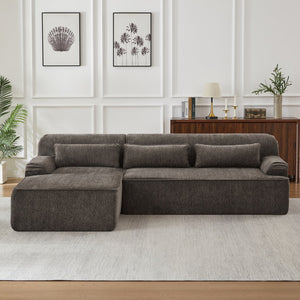 English Elm Chenille Oversized L-Shape Luxury Sectional Sofa - Minimalist, Comfy Sleeper Couch For Stylish Spaces W2339S00066
