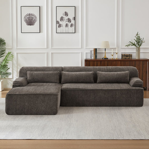 English Elm Chenille Oversized L-Shape Luxury Sectional Sofa - Minimalist, Comfy Sleeper Couch For Stylish Spaces W2339S00066