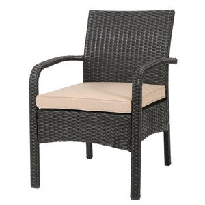 English Elm Christopher Knight Home® - CORDOBA PE Rattan Wicker Chair with Iron Frame and Waterproof Cushion for Durable Outdoor Seating Brown+Tan 57459.00BRN