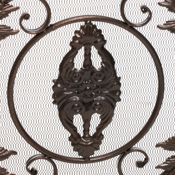 English Elm Waterbury Wrought Iron Fireplace Screen with Ornate Scrollwork and Camelback Silhouette 55341.00GLD