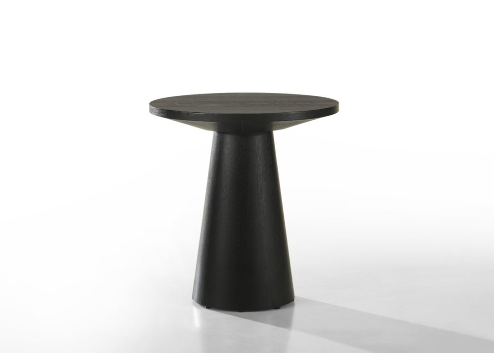 English Elm Jacopo Round Pedestal Console Table Sculptural Ebony Wood Grain Entryway Accent B2749S00216