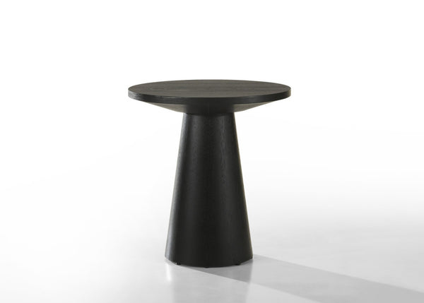 English Elm Jacopo Round Pedestal Console Table Sculptural Ebony Wood Grain Entryway Accent B2749S00216
