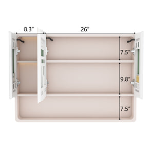English Elm Aluminium Smart Medicine Cabinet Mirror 35x32 Inch with Defogger, Adjustable LED Lighting & Storage khaki W2700P269441