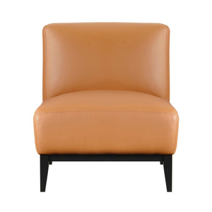 English Elm Leather Slipper Chair Top Grain Leather Upholstered Accent Seat High-Density Foam Durable Comfort Orange 29.5 L x 33.5 W x 26.75 H B011P315632