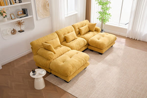 English Elm United We Win U-Shape Modular Couch In Plush Velvet With Ottomans & Lumbar Pillows For Ultimate Comfort W1568S00199-GIGA