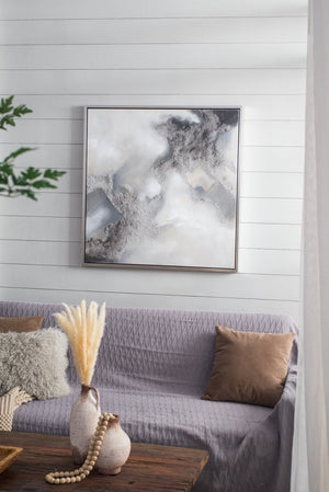 English Elm 39.4X39.4" Stormy Skies Framed Hand-Painted Wall Art - Evocative Modern Decor For Tranquil Spaces W2078P313333