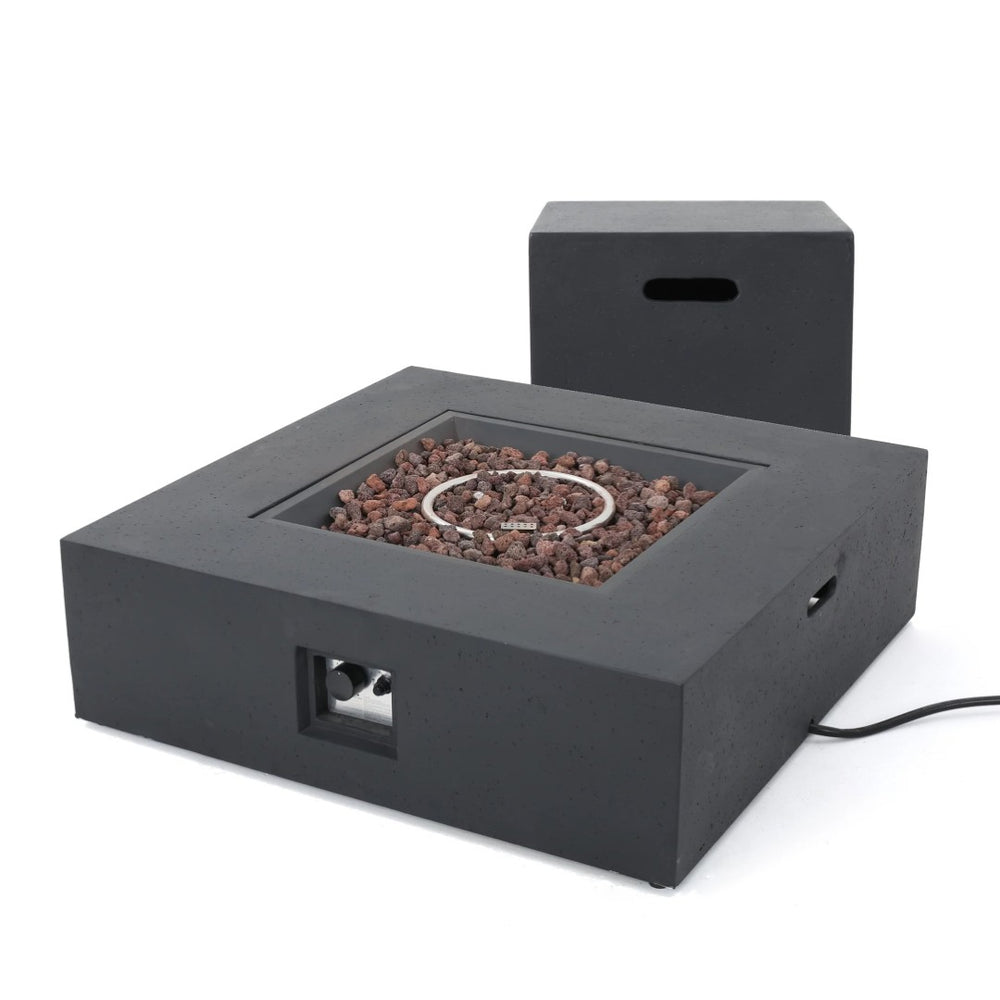 English Elm 50000 Btu Square Mgo Concrete Propane Fire Table for Outdoor Patio Entertaining 59241.00-50K_59243.00