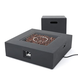 English Elm 50000 Btu Square Mgo Concrete Propane Fire Table for Outdoor Patio Entertaining 59241.00-50K_59243.00