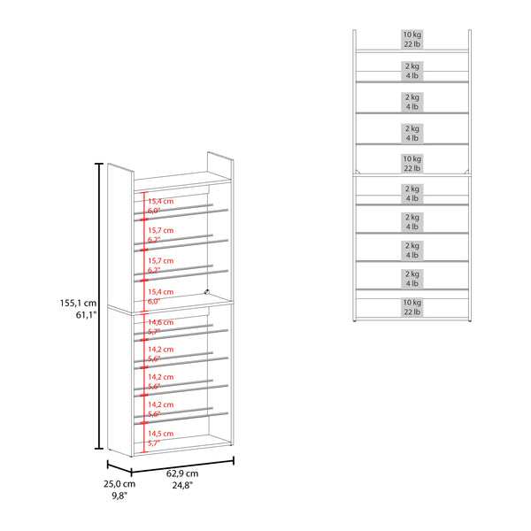 English Elm Shoe Organizer 10-Shelf Slim Vertical Rack in Black Wengue — Space-Saving Engineered Wood Storage B097P350294