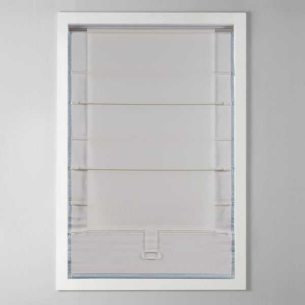 English Elm Basketweave Roman Shade with Thermal Foam Backing for Energy Efficiency, Cordless Easy Operation and Privacy Light Blue 11.42 L x 4.4 W x 7.48 H B035129723
