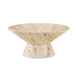 Lubo Travertine Bowl – Elegant Tan Centerpiece with Unique Swirling Design for Modern Decor