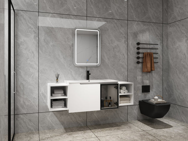 English Elm 60" Freestanding Double Sink Bathroom Vanity with Soft-close Doors and Three Drawers W999S00531
