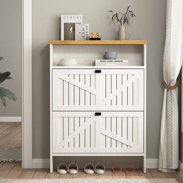 English Elm Multi-Functional Four-Layer Mdf Shoe Cabinet - Modern Minimalist Storage For Entryway Organization W3226P279088