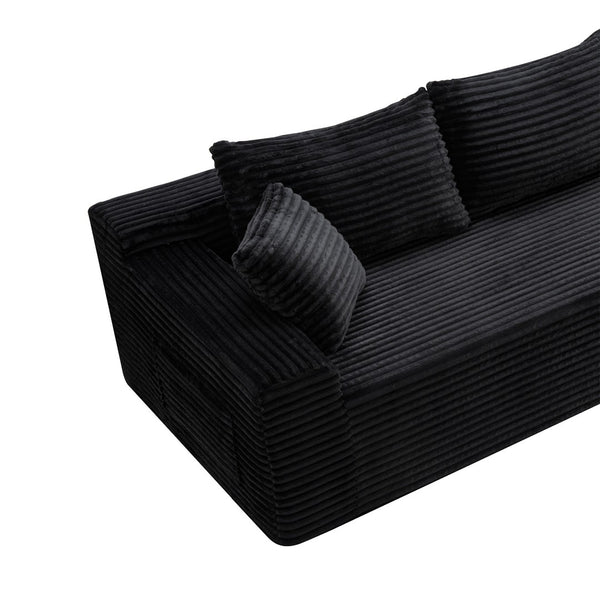 English Elm 106.3" Jumbo Corduroy L-shaped Sectional Deep Seat Sofa for Modern Living Rooms W5515S00037