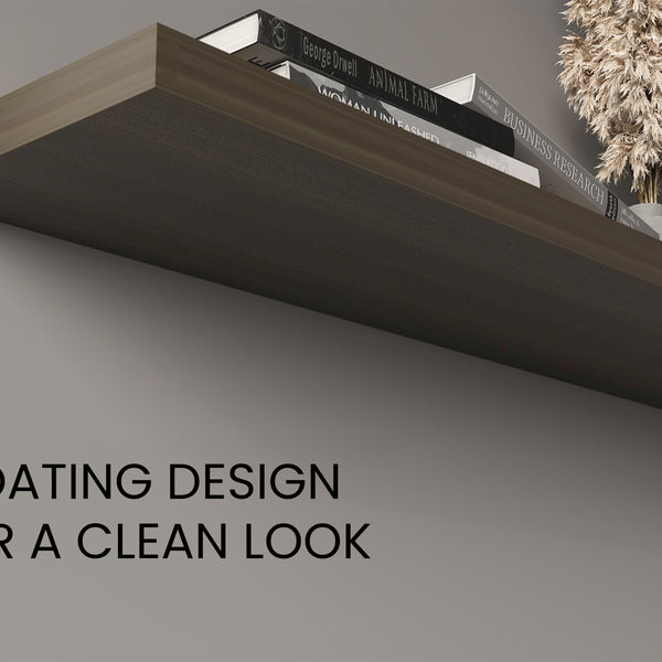English Elm Ecco 47" Wide Floating Shelves Set of 2 Gray — Sleek Matte Finish, Hidden Brackets, Sturdy Storage and Display Options for Living Room Bedroom Office B070P368046