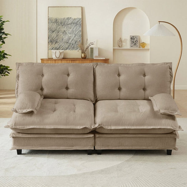 English Elm 77 Inch Chenille Cloud Loveseat Modular Deep Seat Sofa for Living Room or Apartment Light Coffee W714S01691