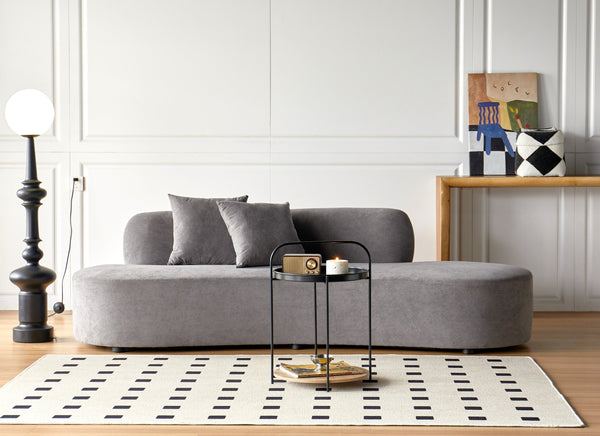 English Elm 90" Curved Sofa with Velvet Upholstery, Ergonomic Half-Moon 4-Seater with High-Density Foam Comfort Grey B2735P320310