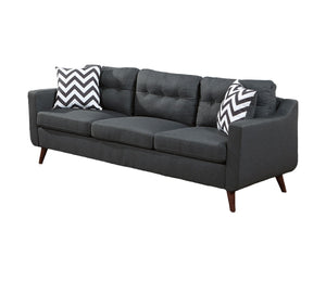 English Elm Modern 2-Piece Sofa Loveseat Set with Tufted Back Cushions, Geometric Throw Pillows & Tapered Legs Black 53 L x 31 W x 19 H B011S01305