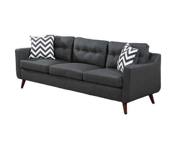 English Elm Modern 2-Piece Sofa Loveseat Set with Tufted Back Cushions, Geometric Throw Pillows & Tapered Legs Black 53 L x 31 W x 19 H B011S01305