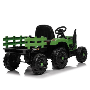 English Elm Ride on Electric Tractor Toy with Trailer 24v 400w Dual Motors Remote Control Led Emerald W1578P194690