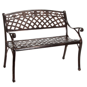 English Elm Christopher Knight Home® - TAHOE Cast Bench in Antique Copper Finish – Durable Cast Aluminum Outdoor Seating with Mesh Pattern, 40.5" L 54720.00