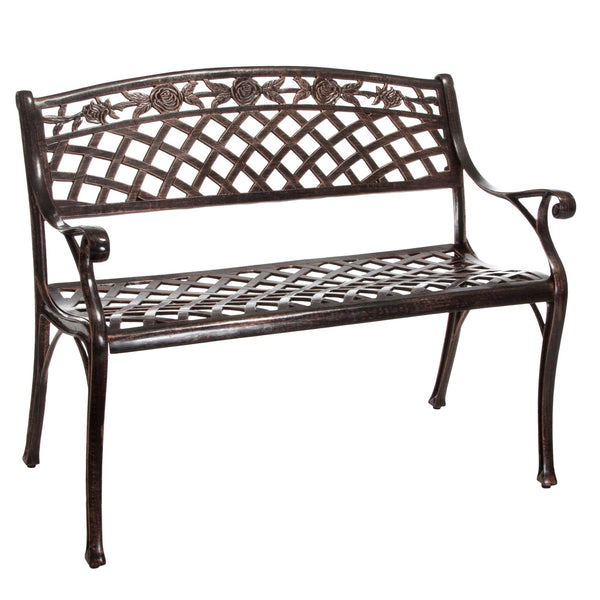 English Elm Christopher Knight Home® - TAHOE Cast Bench in Antique Copper Finish – Durable Cast Aluminum Outdoor Seating with Mesh Pattern, 40.5" L 54720.00
