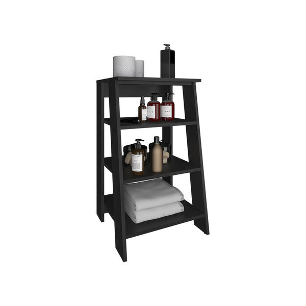 English Elm Linen Vertical Storage Cabinet 29.7"H with Four Open Shelves and Sturdy Legs for Compact Rooms Black 34.65 L x 18.5 W x 3.15 H B097P250830