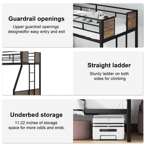 English Elm Twin Over Full Bunk Bed With Trundle – Sturdy Metal Frame, Safety Guardrails, Easy Assembly, Space-Saving! W3107P341488-GIGA