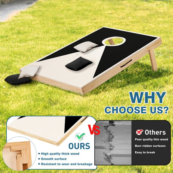 English Elm Solid Pine Regulation Cornhole Set with Uv Printed Boards and 8 All Weather Bean Bags W1790P195747