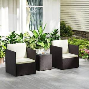 English Elm Outsunny Folding Pe Rattan Bistro Set Tempered Glass Table Cushioned Patio Chairs W2225P485627