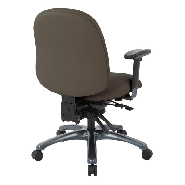 OSP Home Furnishings Multi-function Ergonomic Mid Back Office Chair with Lumbar Support and Titanium Base Graphite 8512-R111