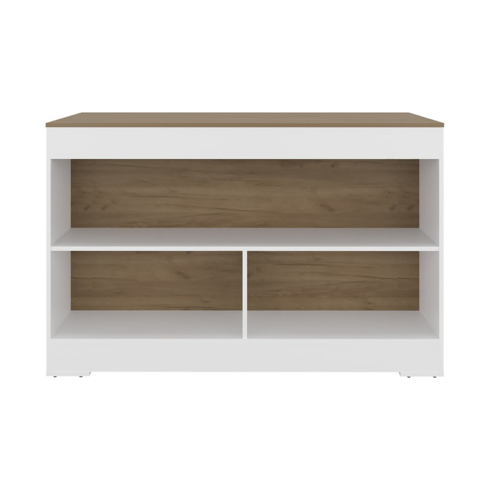 English Elm Worland,kitchen Island with Open Shelving and Wenge Finish for Modern Prep Spaces B128S00240