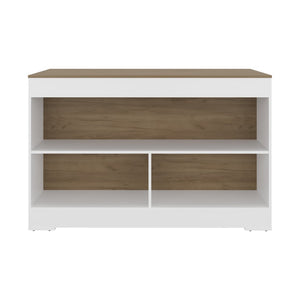 English Elm Worland,kitchen Island with Open Shelving and Wenge Finish for Modern Prep Spaces B128S00240