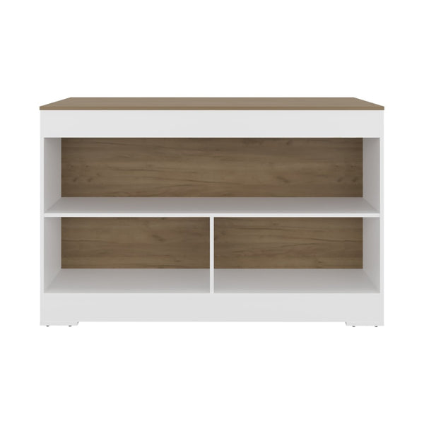 English Elm Worland,kitchen Island with Open Shelving and Wenge Finish for Modern Prep Spaces B128S00240