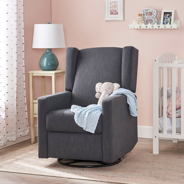 English Elm Christopher Knight Home® - Swivel Recliner Pushback Chair with Lever & Wingback Design, Space-Saving Swivel Recliner for Living Room Charcoal 67547.00CHAR