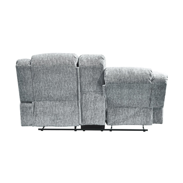 English Elm STONIC Gray Console Reclining Loveseat with Soft-Close Storage, Plush Zaftig Fabric, Manual Recline B201P216012