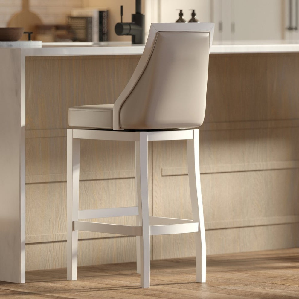 English Elm Swivel Counter Height Barstool Tall Back Faux Leather Seat Modern Kitchen Island Chair B2751P436458
