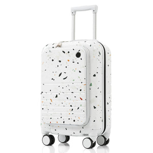 English Elm Luggage Hard Shell 3 Piece Set with Usb Port Spinner Wheels and Front Access Panel Ivory N726P197969W