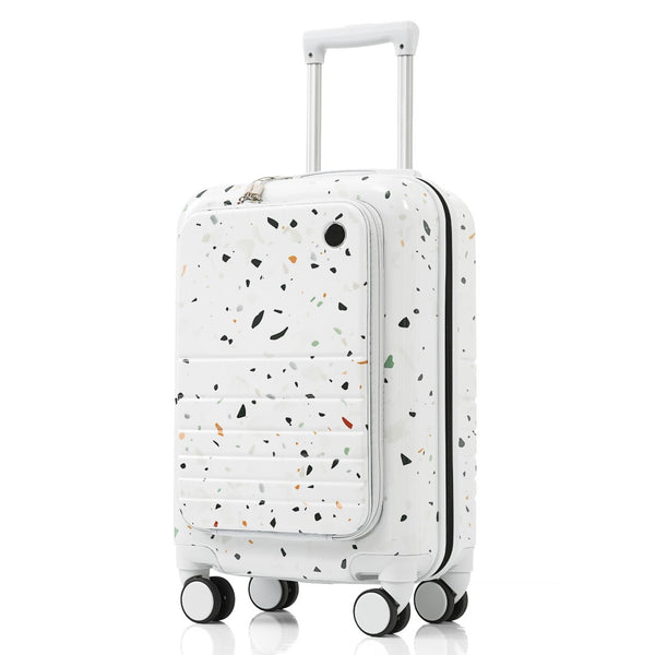 English Elm Luggage Hard Shell 3 Piece Set with Usb Port Spinner Wheels and Front Access Panel Ivory N726P197969W