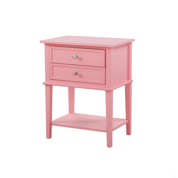 English Elm Contemporary Wenge Nightstand with Drawer and Sleek Modern Design, Durable Particleboard Storage Nightstand Pink 15.16 L x 17.52 W x 24.02 H B078112089