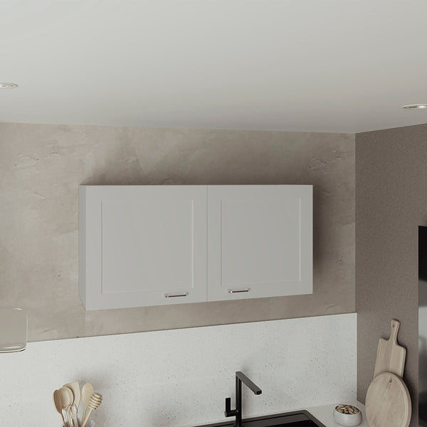English Elm Zurich 39" Wide Double-Door Wall Cabinet in White MDF — Modern Kitchen & Laundry Storage Solution B070P337090