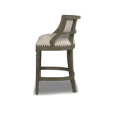 English Elm Paris 26.5” Farmhouse Counter Height Bar Stool With Backrest, Light Beige Linen